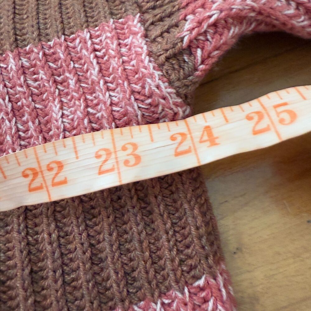 Women American Eagle  Long Sleeve Cropped Henley Sweater Brown Pink Size Medium - Picture 5 of 6